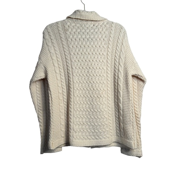 Aran Craft Ireland 100% Merino Wool Cardigan Sweater Chunky Cable Knit Ivory M - Picture 4 of 8
